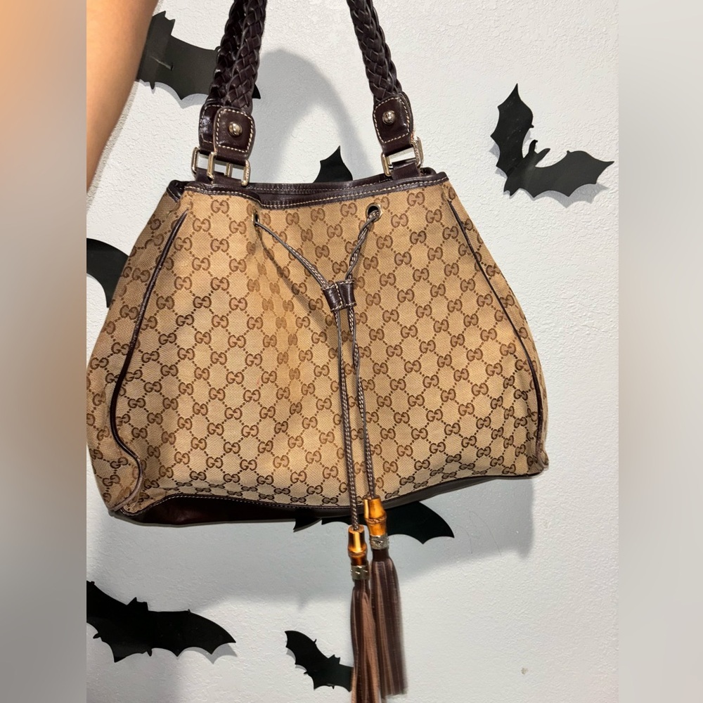 Gucci GG Canvas Tassel Handbag